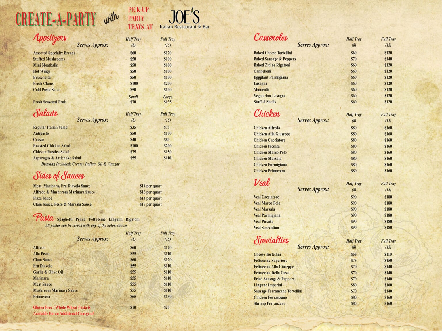 Catering Joe's Italian Restaurant and Bar