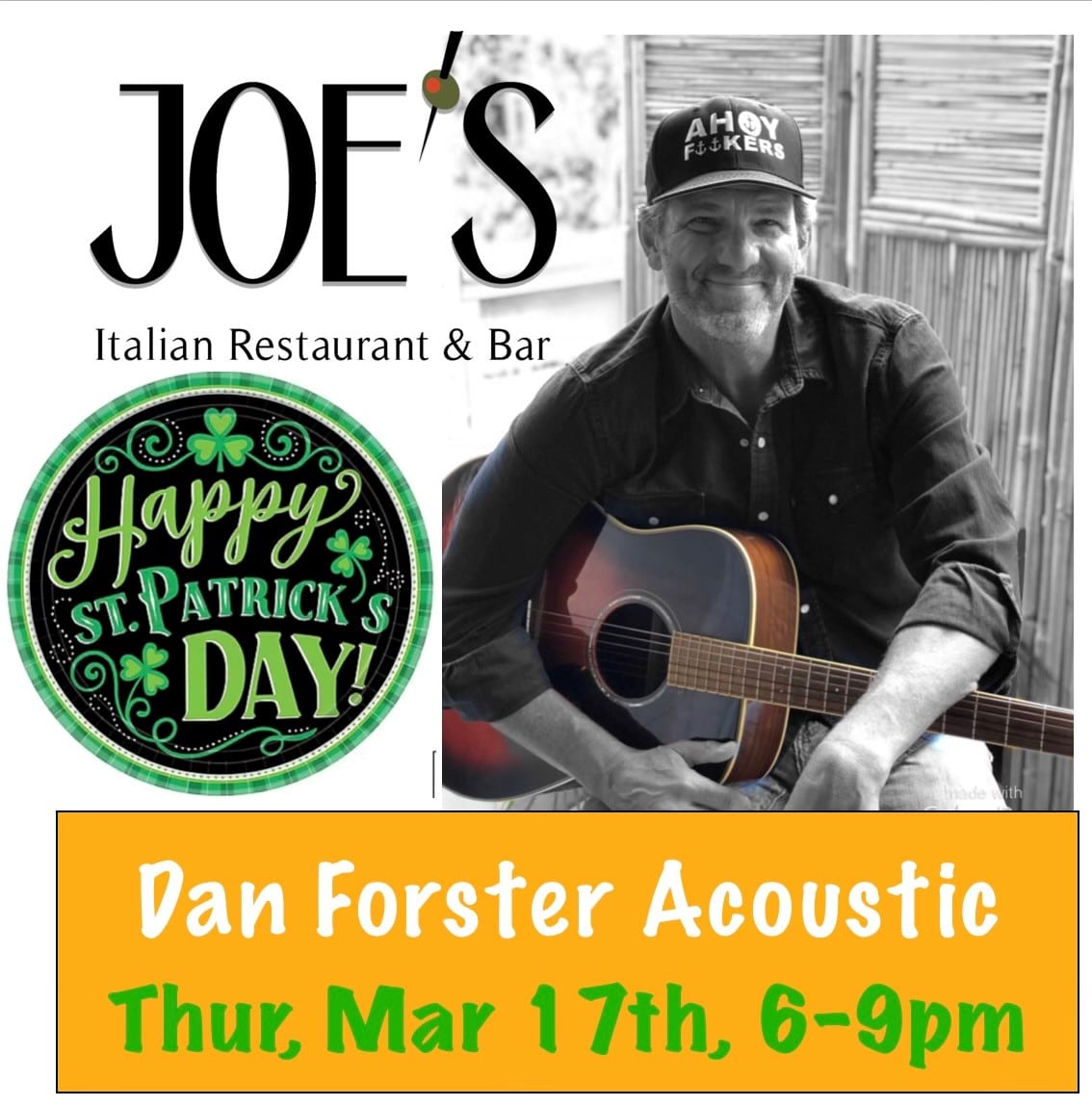 Live music at Joe's Italian Restaurant Dan Forster Acoustic