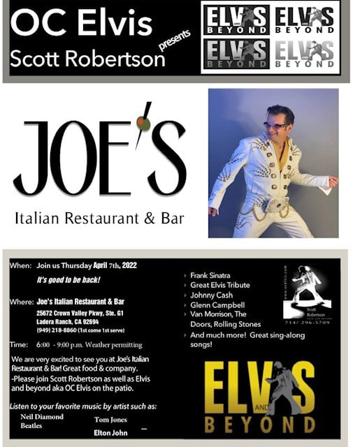 Live music at Joe's Italian Restaurant Elvis