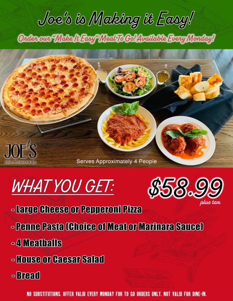 Menus Joe's Italian Restaurant and Bar