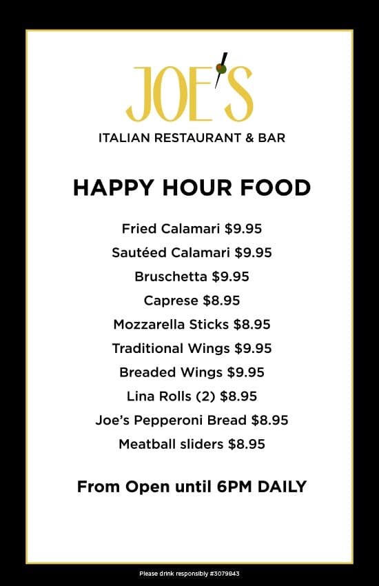 Joe's Italian Restaurant and Bar Happy Hour